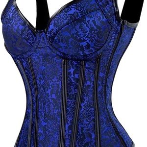 Kimring Women's Gothic Jacquard Shoulder Straps Tank Overbust Corset Bustiers